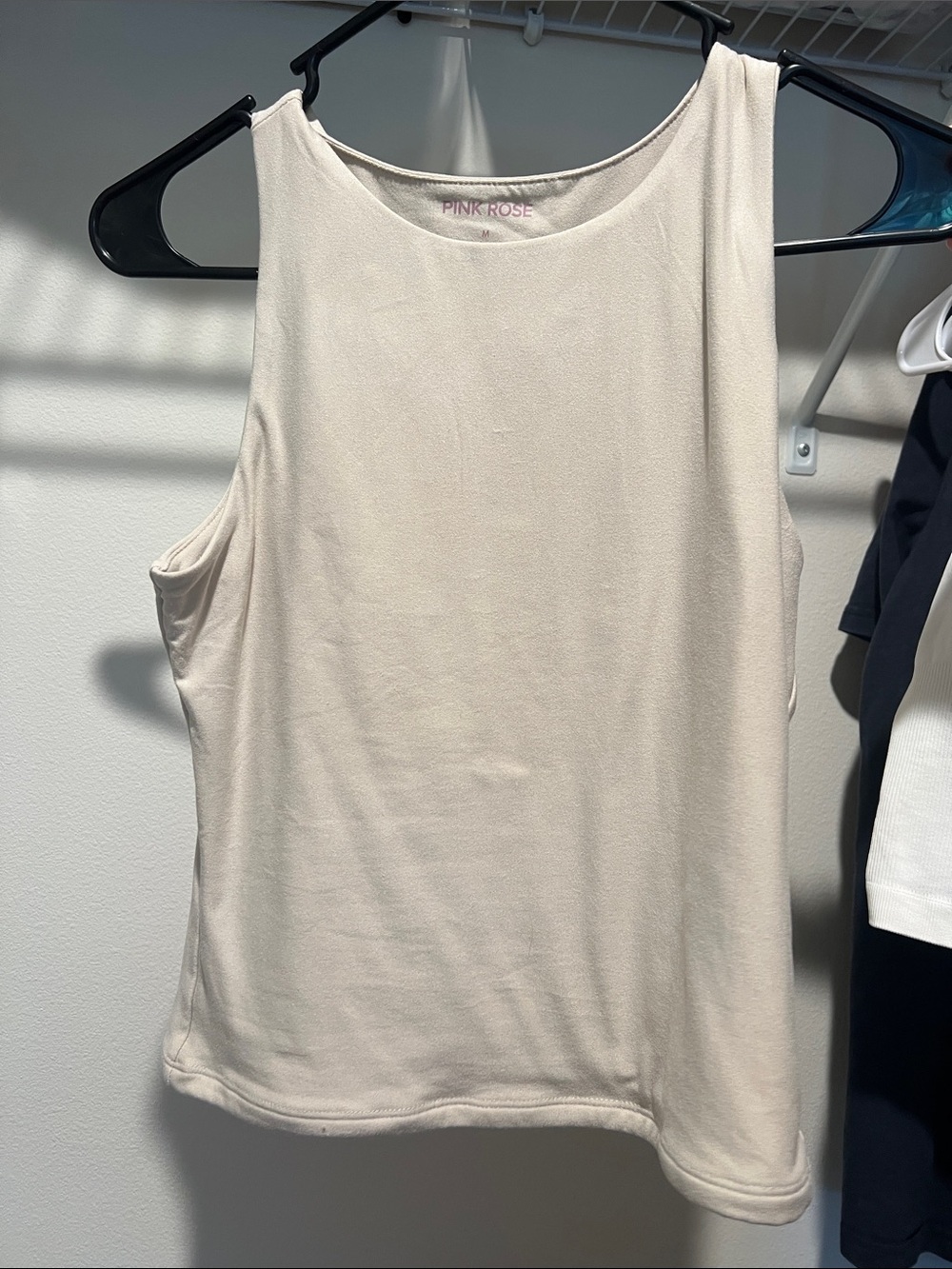 Pink Rose Soft Cream Scoop Neck Tank Top
